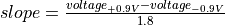 slope = \frac{voltage_{+0.9V} - voltage_{-0.9V}}{1.8}